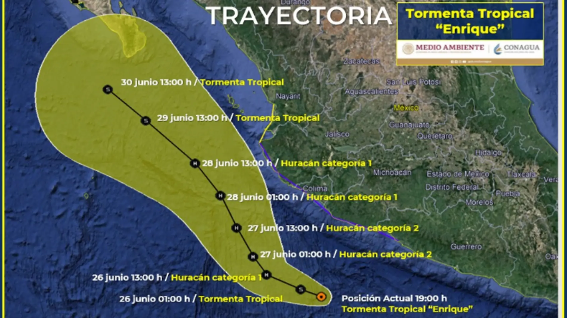 Trayectoria tormenta tropical Enrique